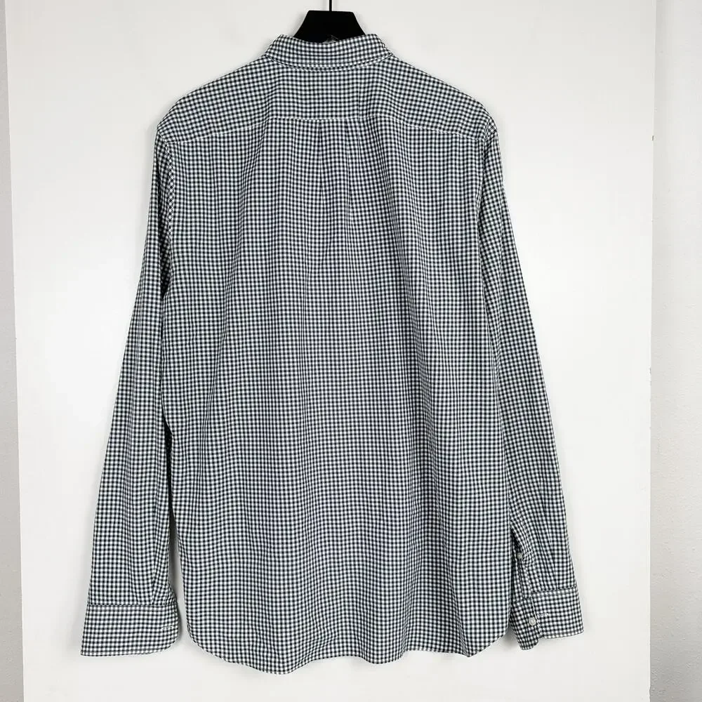 J.Crew Cotton Classic Button Down Shirt Gingham Blue White - XLT XL Tall